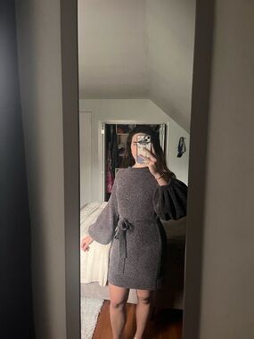 Something Navy Sparkle Knit Dress in Charcoal